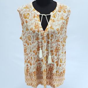 NWT Lucky Brand Women's Orange Flower Tie V-Cut